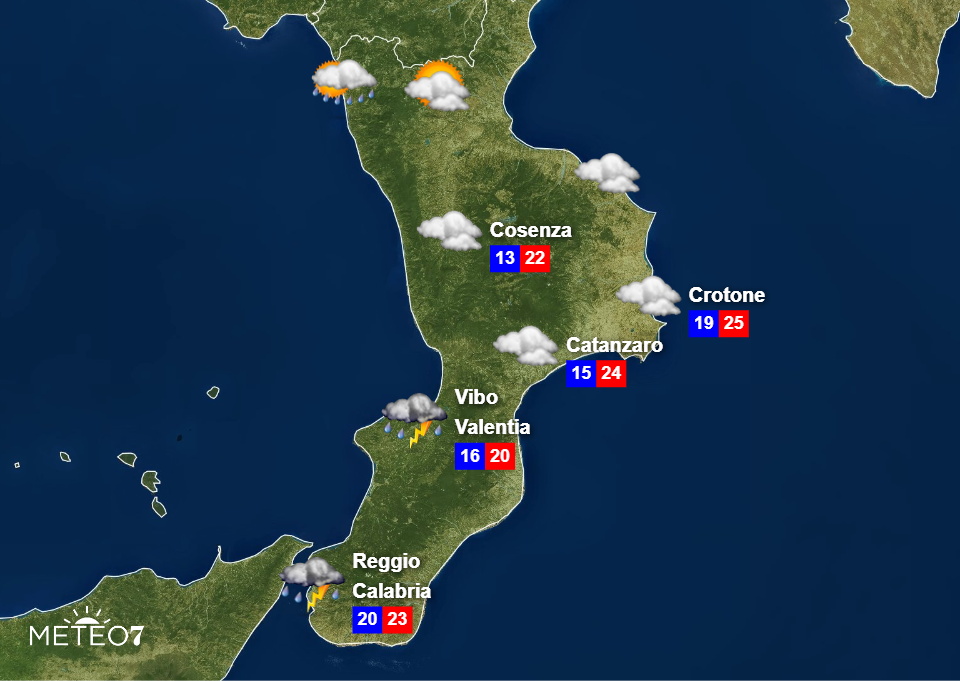 Meteo Calabria per venerdì 25 ottobre 2019 Meteo Calabria per venerdì 25 ottobre 2019