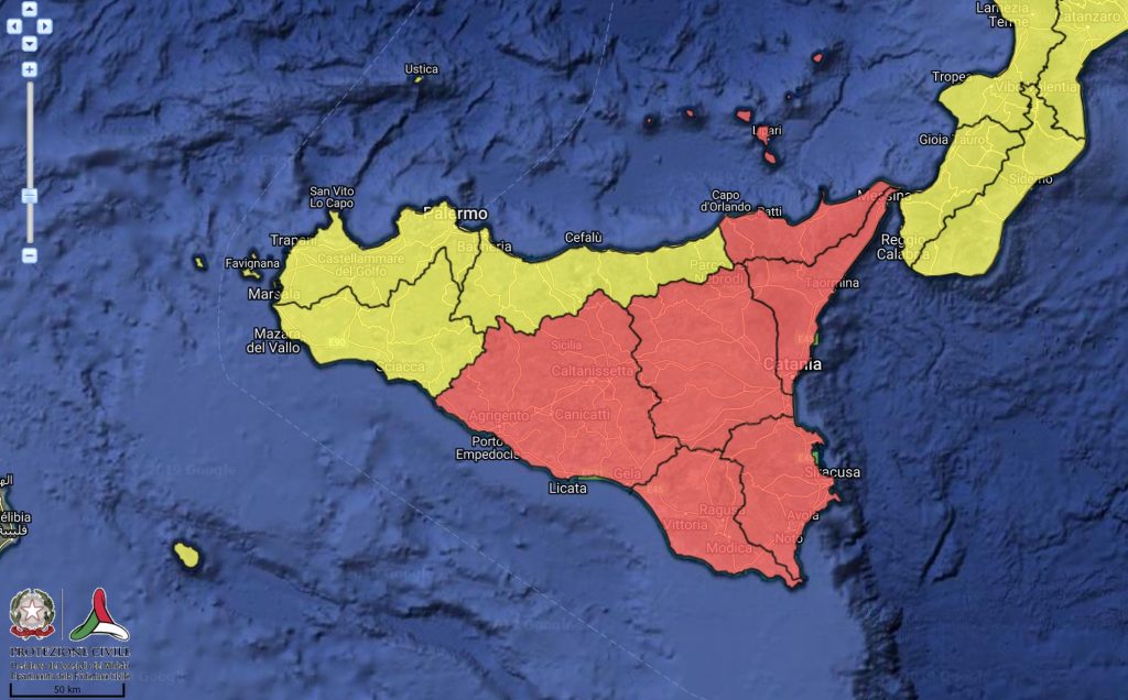 Allerta Meteo Rossa sulla Sicilia per Venerdì 25 Ottobre Allerta Meteo Rossa sulla Sicilia per Venerdì 25 Ottobre