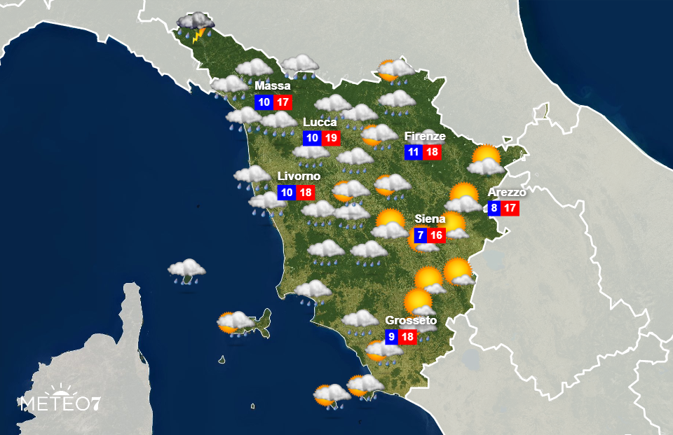 Previsioni Toscana 7 Novembre