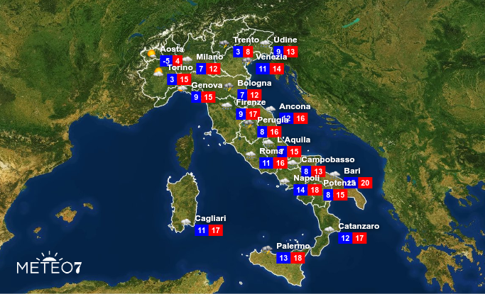 Previsioni del tempo per Martedì 12 Novembre 2019 Previsioni del tempo per Martedì 12 Novembre 2019