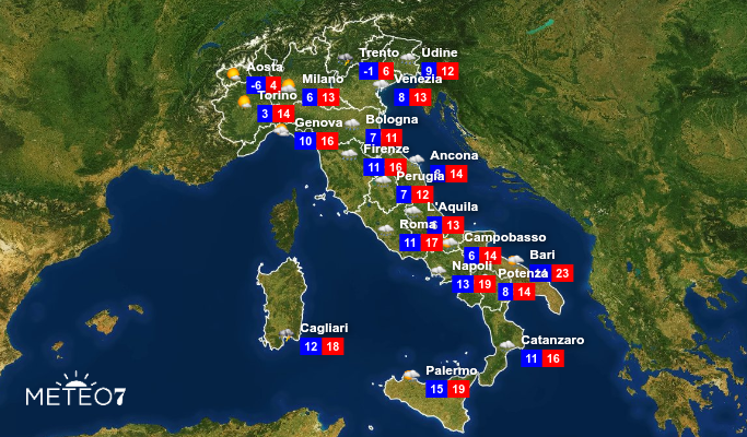 Previsioni del tempo per Mercoledì 13 Novembre 2019 Previsioni del tempo per Mercoledì 13 Novembre 2019