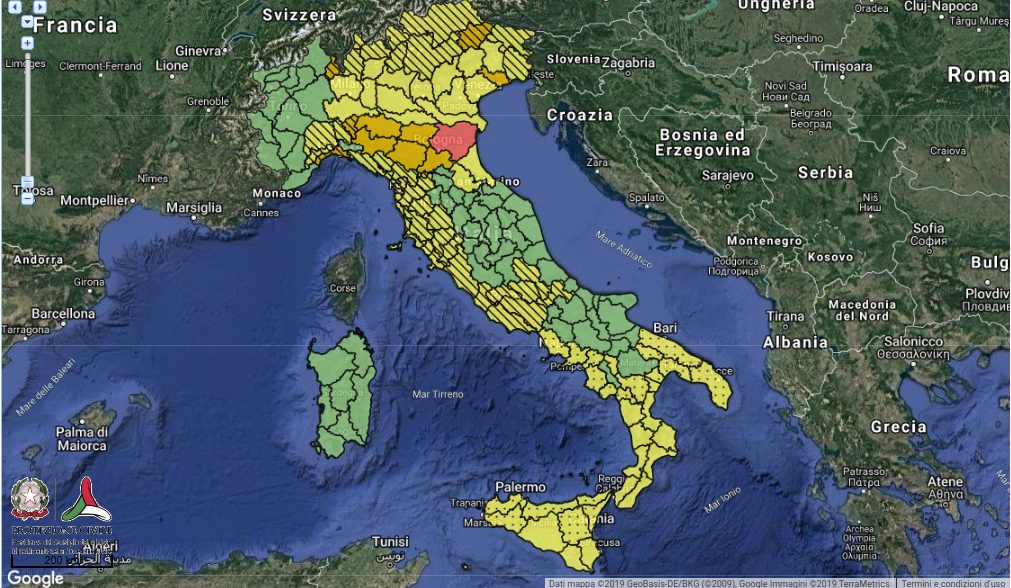 Allerte Meteo della Protezione Civile dalle 16:00 alle 24:00 di Martedì 19 Novembre 2019 Allerte Protezione Civile dalle ore 16:00 alle 24:00 di Martedì 19 Novembre 2019