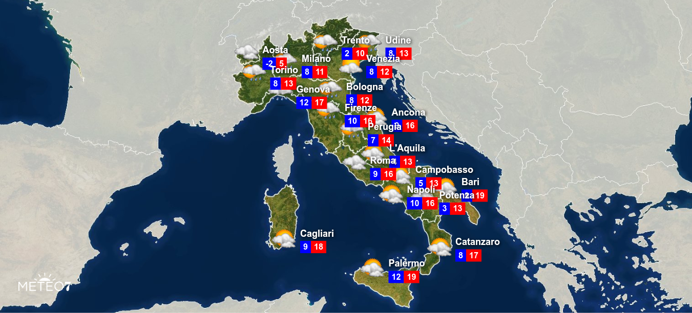 Previsioni del tempo per Giovedì 21 Novembre Previsioni del tempo per Giovedì 21 Novembre