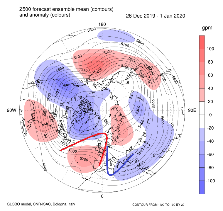 Anomalie di Geopotenziale dal 26 Dicembre a 1 Gennaio 2019 Anomalie di Geopotenziale dal 26 Dicembre a 1 Gennaio 2019