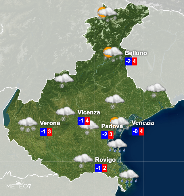 Previsioni Veneto Lunedì 9 Dicembre 2019