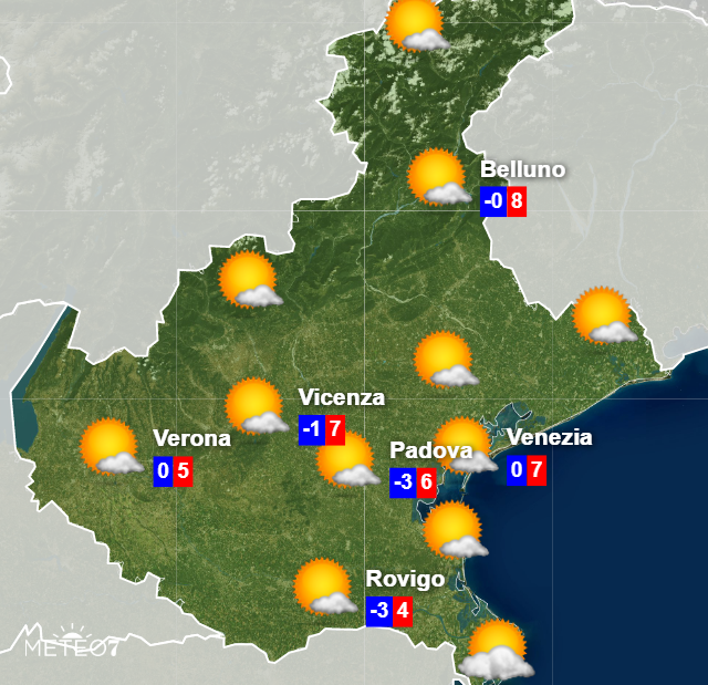 Previsioni Veneto Martedì 10 Dicembre 2019