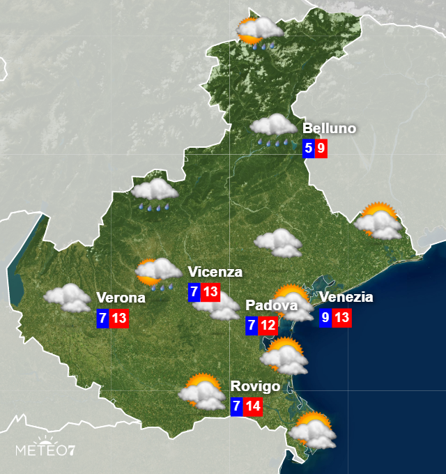 Previsioni Veneto Lunedì 9 Dicembre 2019