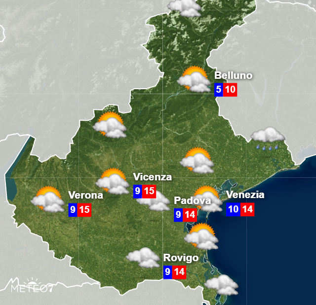 Previsioni Veneto Martedì 10 Dicembre 2019