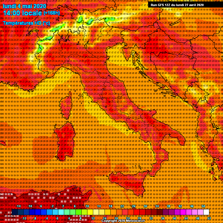 Temperature alle ore 14:00 di Lunedì 4 Maggio 2020 Temperature alle ore 14:00 di Lunedì 4 Maggio 2020