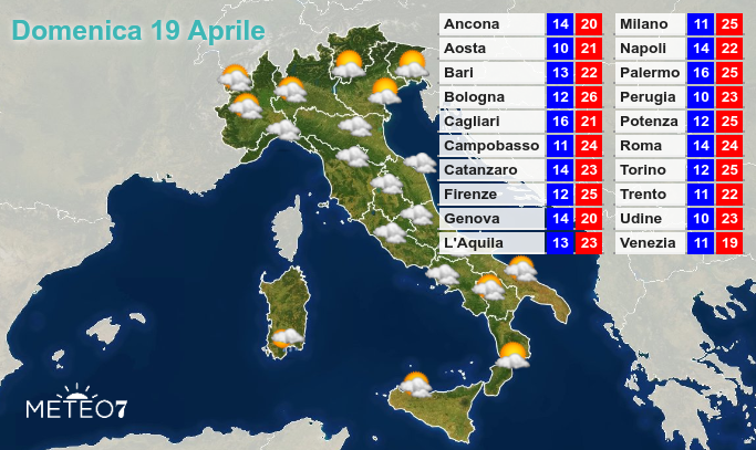 Previsioni Italia Domenica 19 Aprile 2020 Previsioni Italia Domenica 19 Aprile 2020