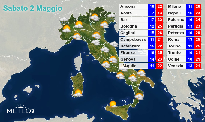 Previsioni Italia Sabato 2 Maggio 2020 Previsioni Italia Sabato 2 Maggio 2020