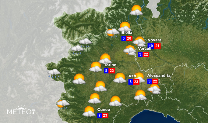 Previsioni Piemonte Venerdì 1 Maggio 2020