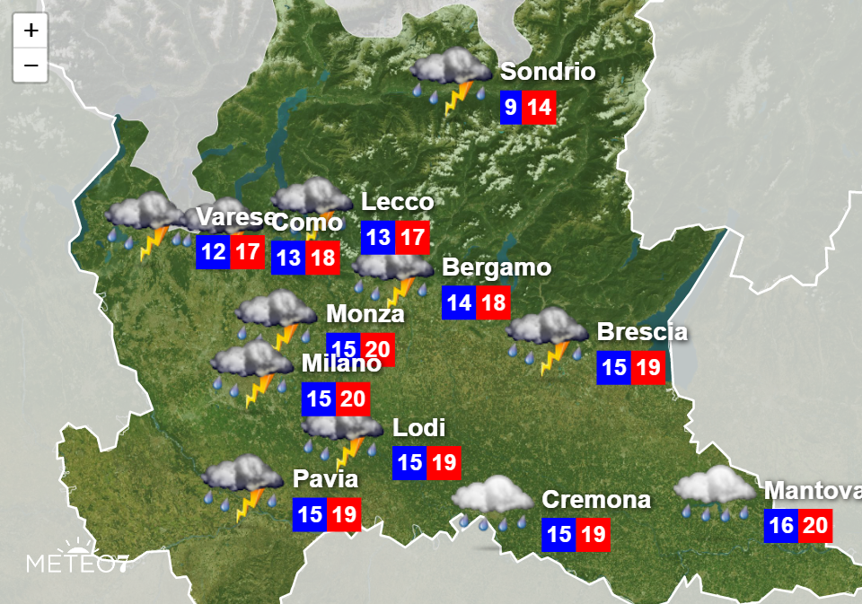 Previsioni Meteo Lombardia per Giovedì 4 Giugno 2020