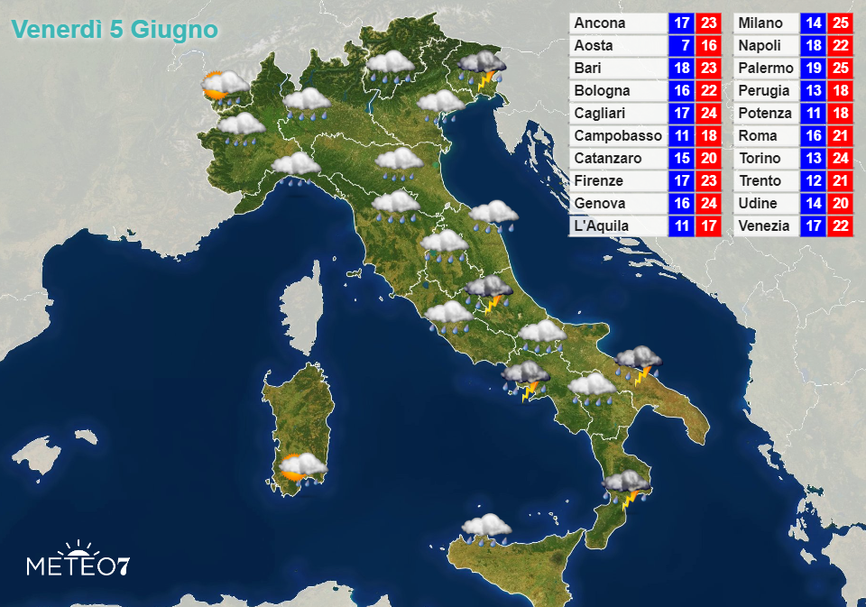 Previsioni Italia Venerdì 5 Giugno 2020 Previsioni Italia Venerdì 5 Giugno 2020