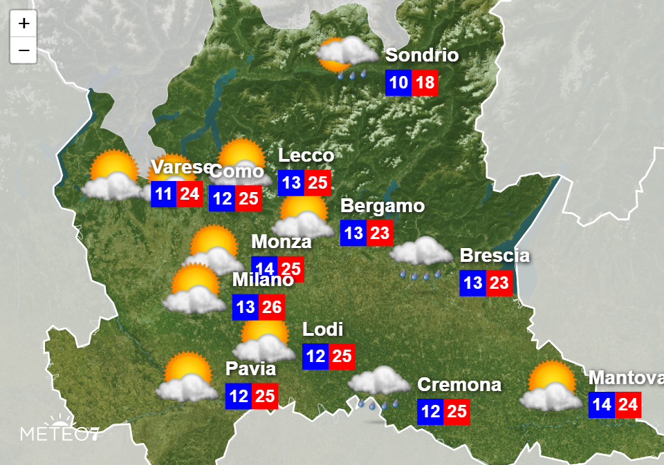 Previsioni Meteo Lombardia per Venerdì 5 Giugno 2020
